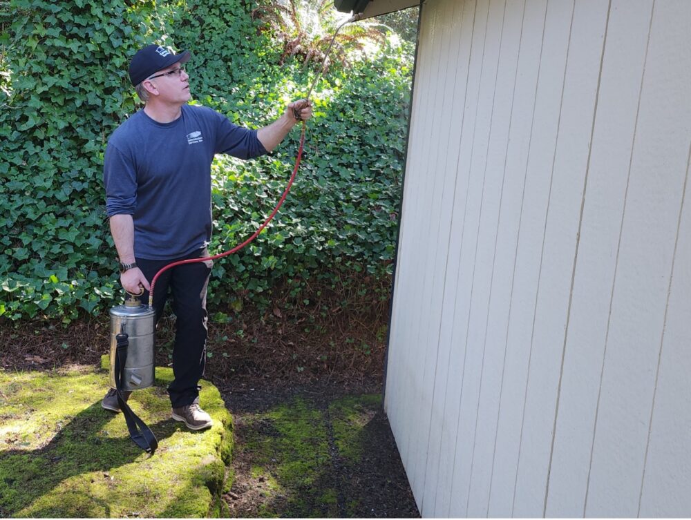 ESI Spraying Facia boards outside home